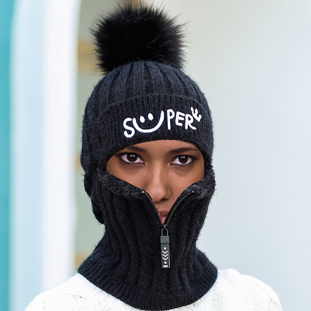 1pc one-piece Warm Knitted Hat with Fleece Lining for Men and Women - Perfect Gift for Winter