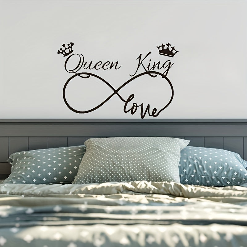 1pc Romantic Queen King Wall Sticker, Infinite Love Couples Room, Vinyl Wall Decal, Bedroom Living Room Sweet Decor Art Murals