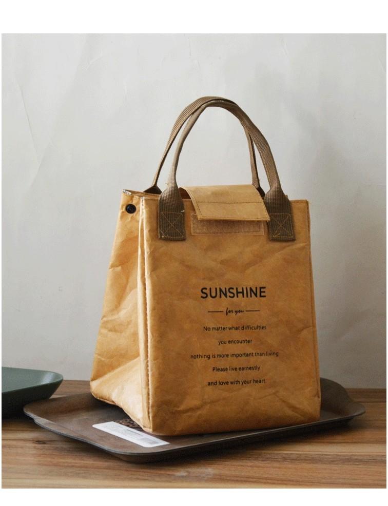 1pc Waterproof & Oilproof Insulated Lunch Bag, Paper Bento Bag for Office Workers, Handbag Lunch Box for School, Travel, Picnic