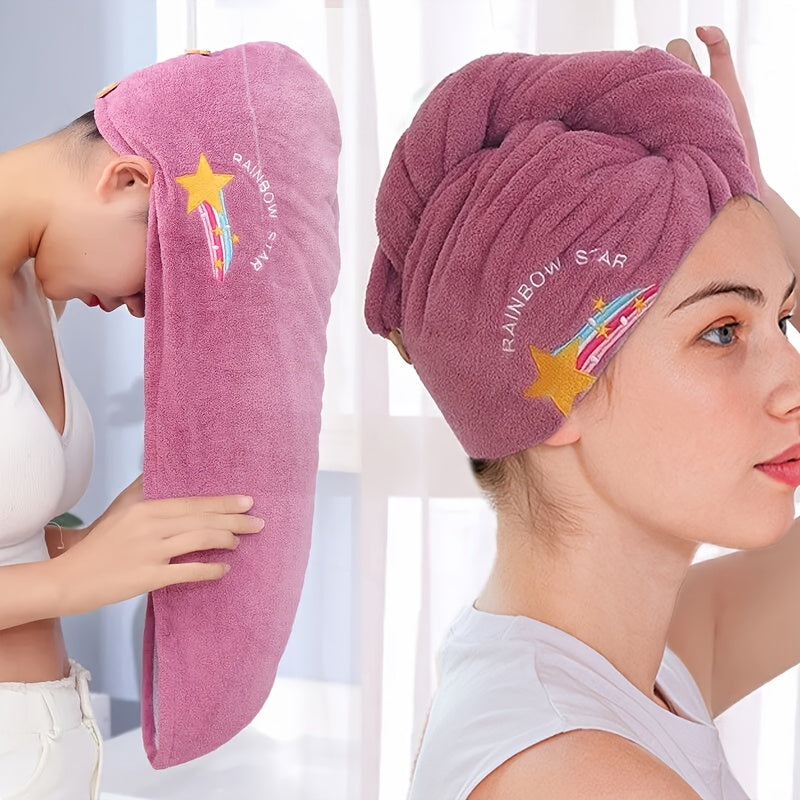 1pc Hair Towel Wrap For Women, Microfiber Hair Turban For Wet Hair Reversible Hair Drying Towel Wrap For Curly Long Thick Hair Anti Frizz Double Layer