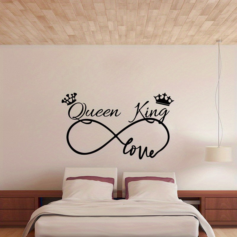 1pc Romantic Queen King Wall Sticker, Infinite Love Couples Room, Vinyl Wall Decal, Bedroom Living Room Sweet Decor Art Murals