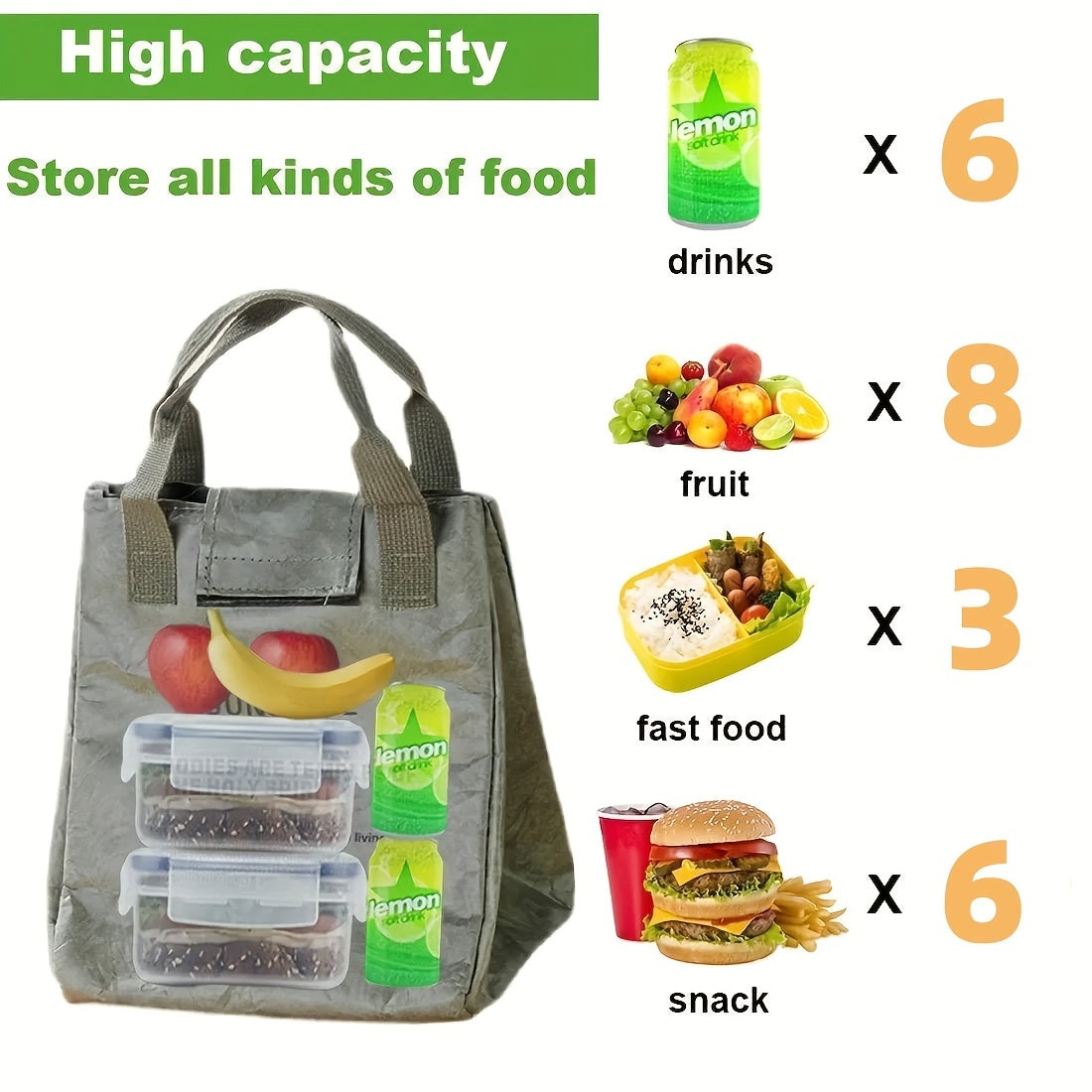 1pc Waterproof & Oilproof Insulated Lunch Bag, Paper Bento Bag for Office Workers, Handbag Lunch Box for School, Travel, Picnic