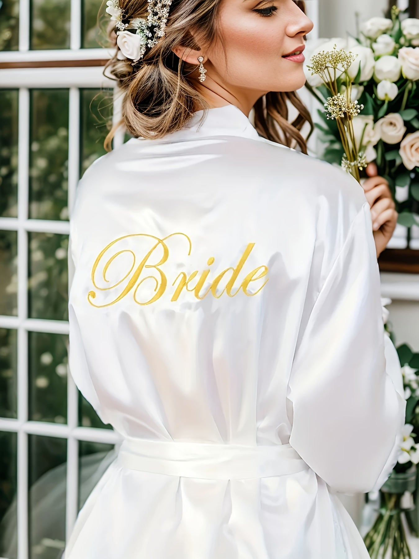 Luxurious Solid Satin Night Robe - Elegant Women's Long Sleeve V Neck Sleepwear with Belt and Adjustable Waist - Soft, Comfortable, and Stylish Nightgowns & Sleepshirts for a Restful Night's Sleep