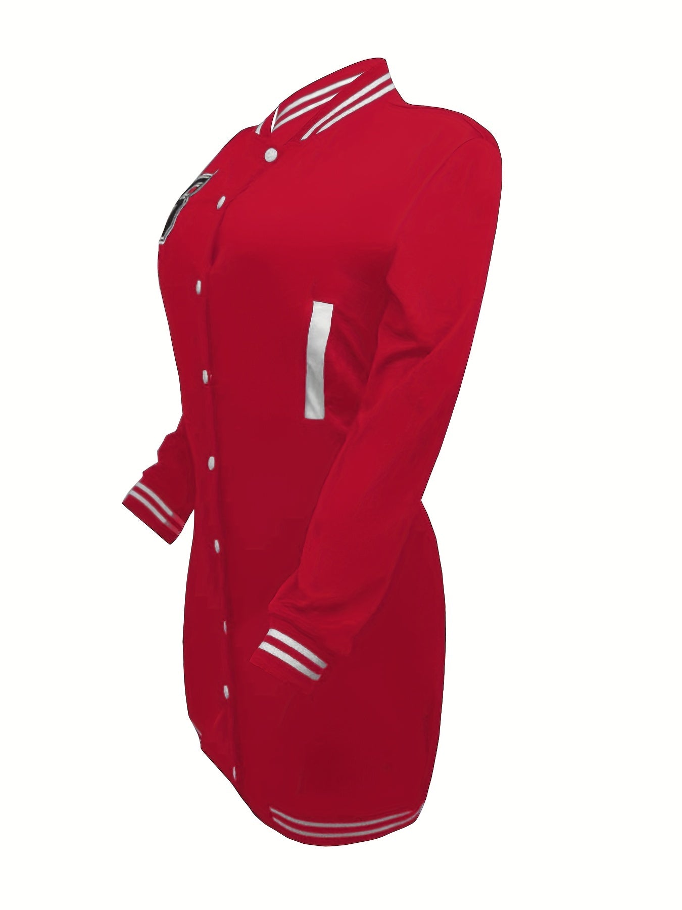 Womens Chic Letter Pattern Mini Dress - Versatile Button Front, Long Sleeve Slim Fit - Stylish Everyday Clothing