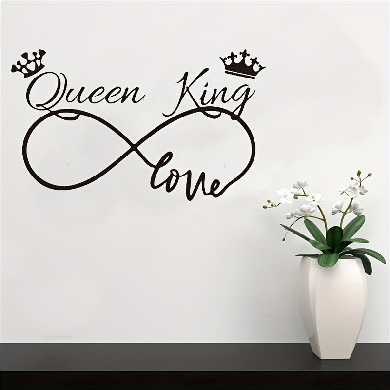 1pc Romantic Queen King Wall Sticker, Infinite Love Couples Room, Vinyl Wall Decal, Bedroom Living Room Sweet Decor Art Murals