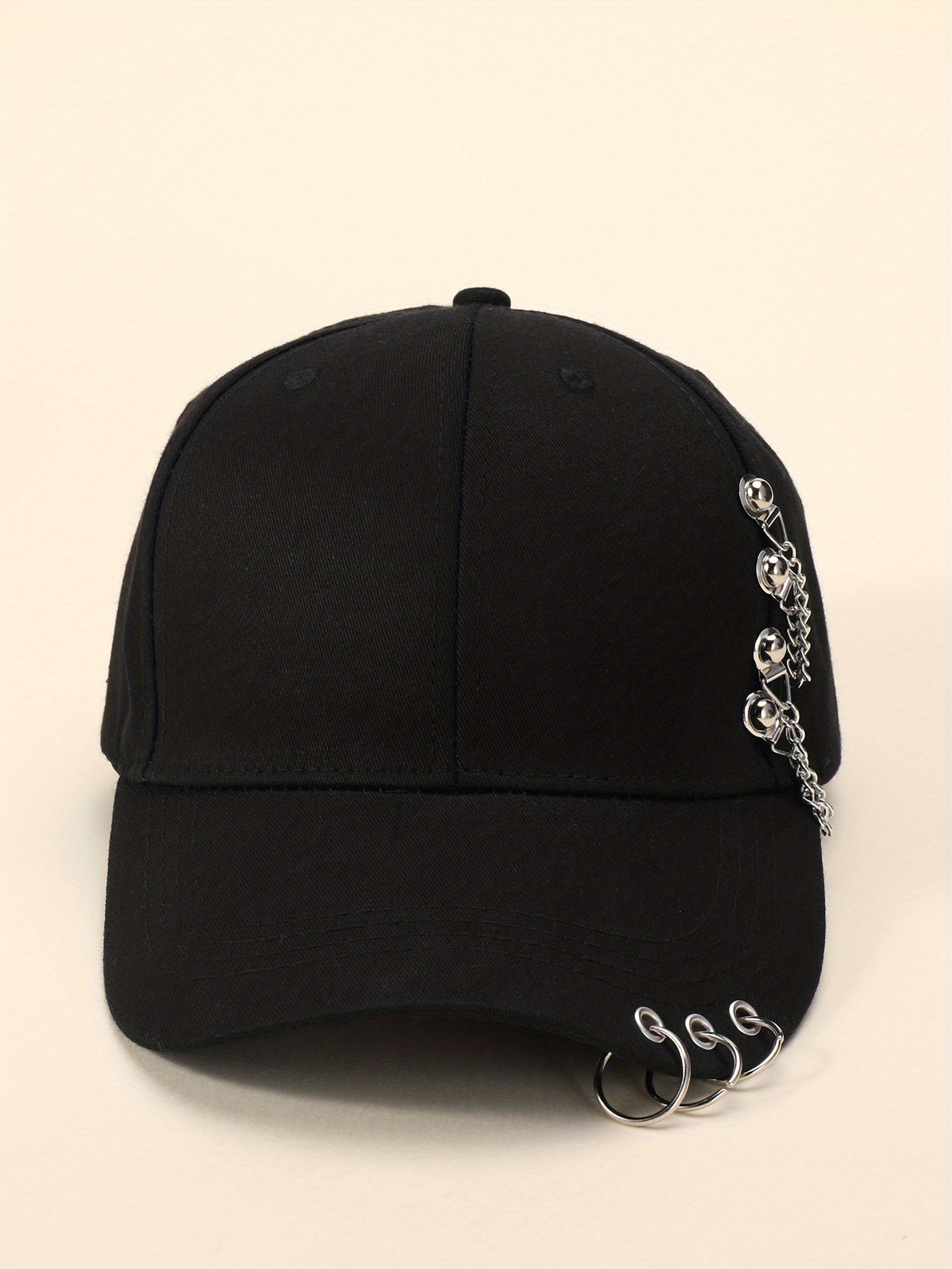 1pc 1pc Unisex Trendy Sunshade Adjustable Baseball Cap With Rivets For Outdoor Sport