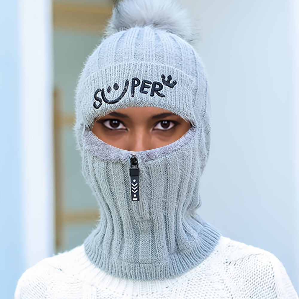 1pc one-piece Warm Knitted Hat with Fleece Lining for Men and Women - Perfect Gift for Winter