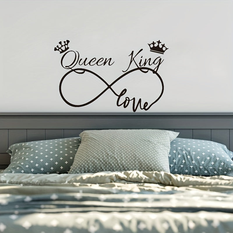 1pc Romantic Queen King Wall Sticker, Infinite Love Couples Room, Vinyl Wall Decal, Bedroom Living Room Sweet Decor Art Murals