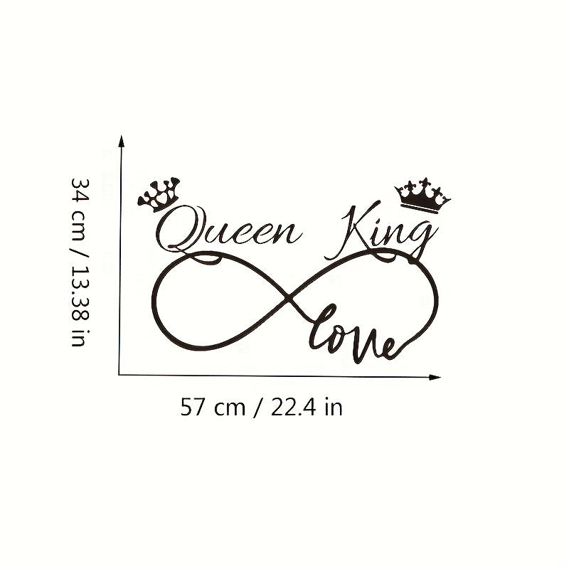 1pc Romantic Queen King Wall Sticker, Infinite Love Couples Room, Vinyl Wall Decal, Bedroom Living Room Sweet Decor Art Murals