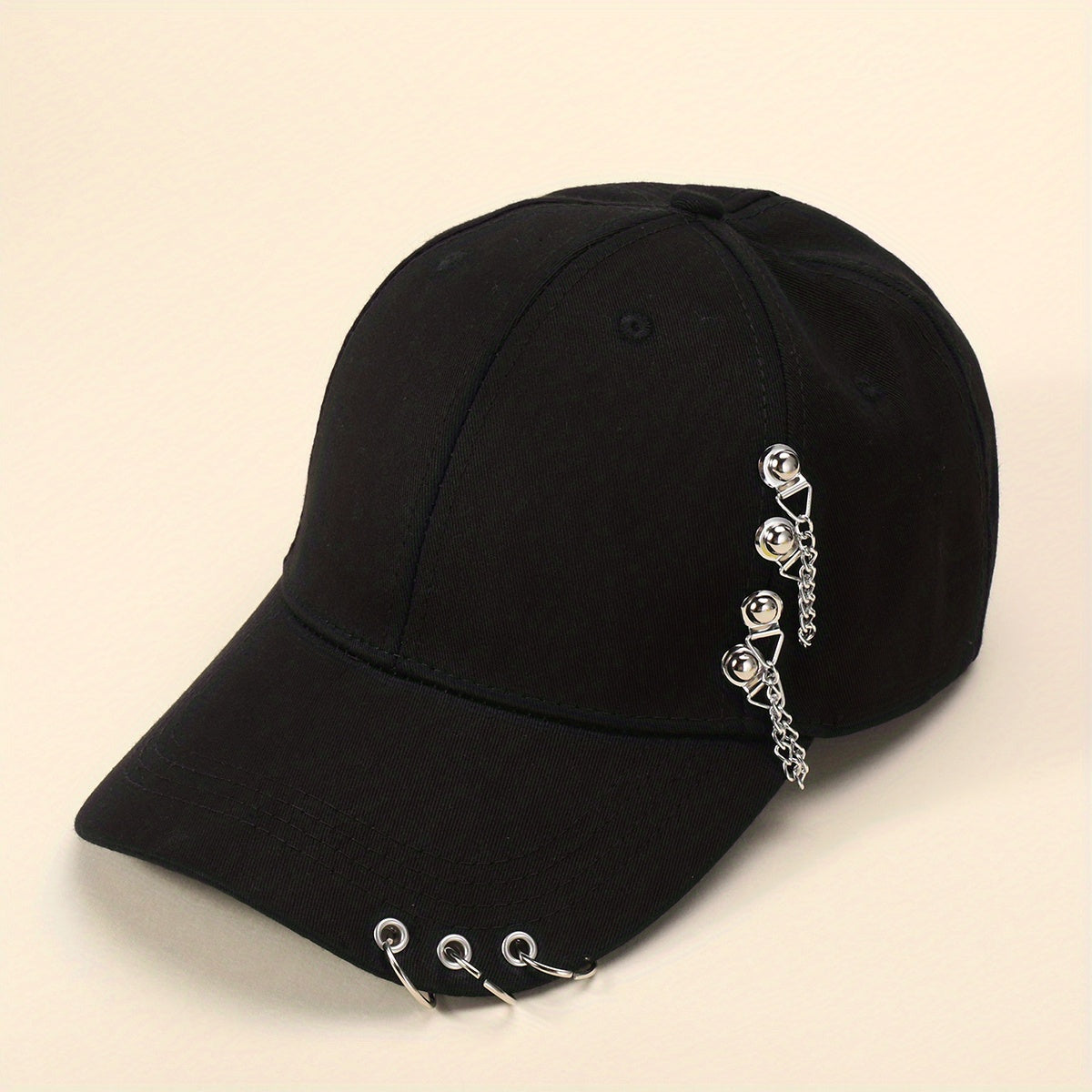 1pc 1pc Unisex Trendy Sunshade Adjustable Baseball Cap With Rivets For Outdoor Sport