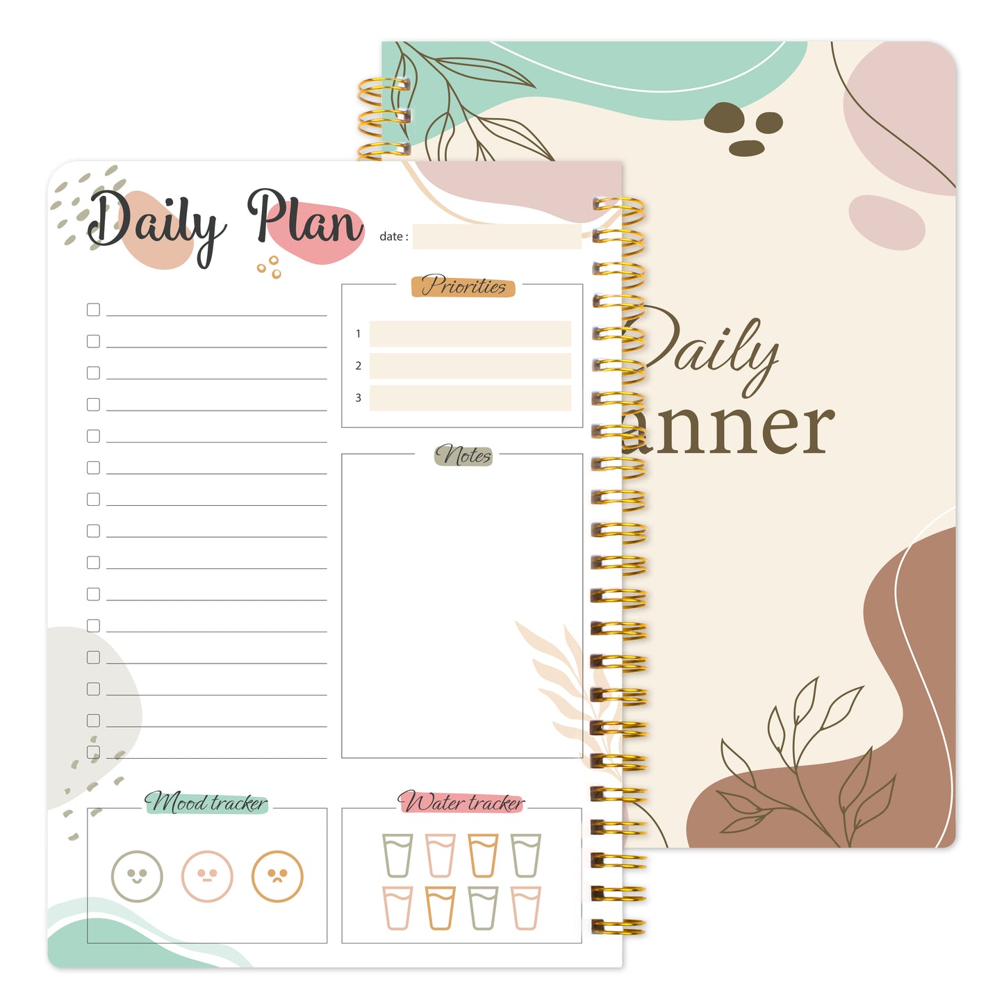 1pc Undated Daily Planner Notebook - Planning Pads with Priorities, Notes, Mood & Water Tracker, To-Do List, and 52 Sheets of 8*5.5 Space for Customized Organization and Goal Setting