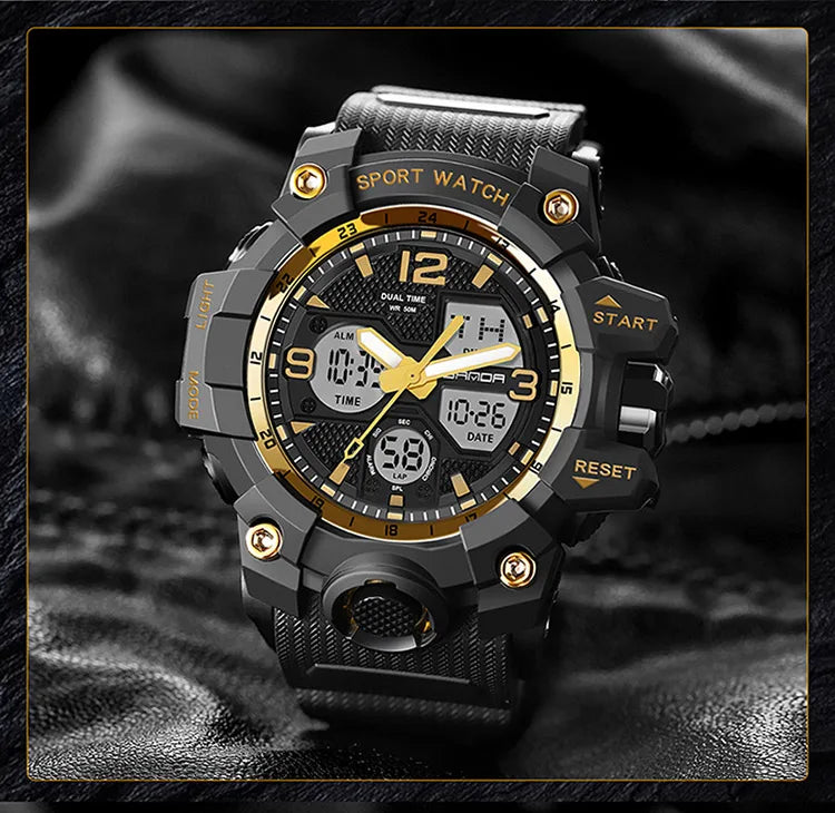 SANDA nouvelle mode Sport militaire montre-bracelet pour hommes numérique Quartz double affichage montres étanche montre décontractée pour hommes