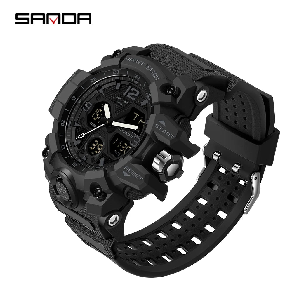 SANDA nouvelle mode Sport militaire montre-bracelet pour hommes numérique Quartz double affichage montres étanche montre décontractée pour hommes