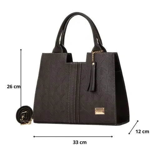 Fana Athenea Women's Tote Handbag in Brown with Handles M3723 Portable Outdoor Cotton and Polyester Lining Open Closure