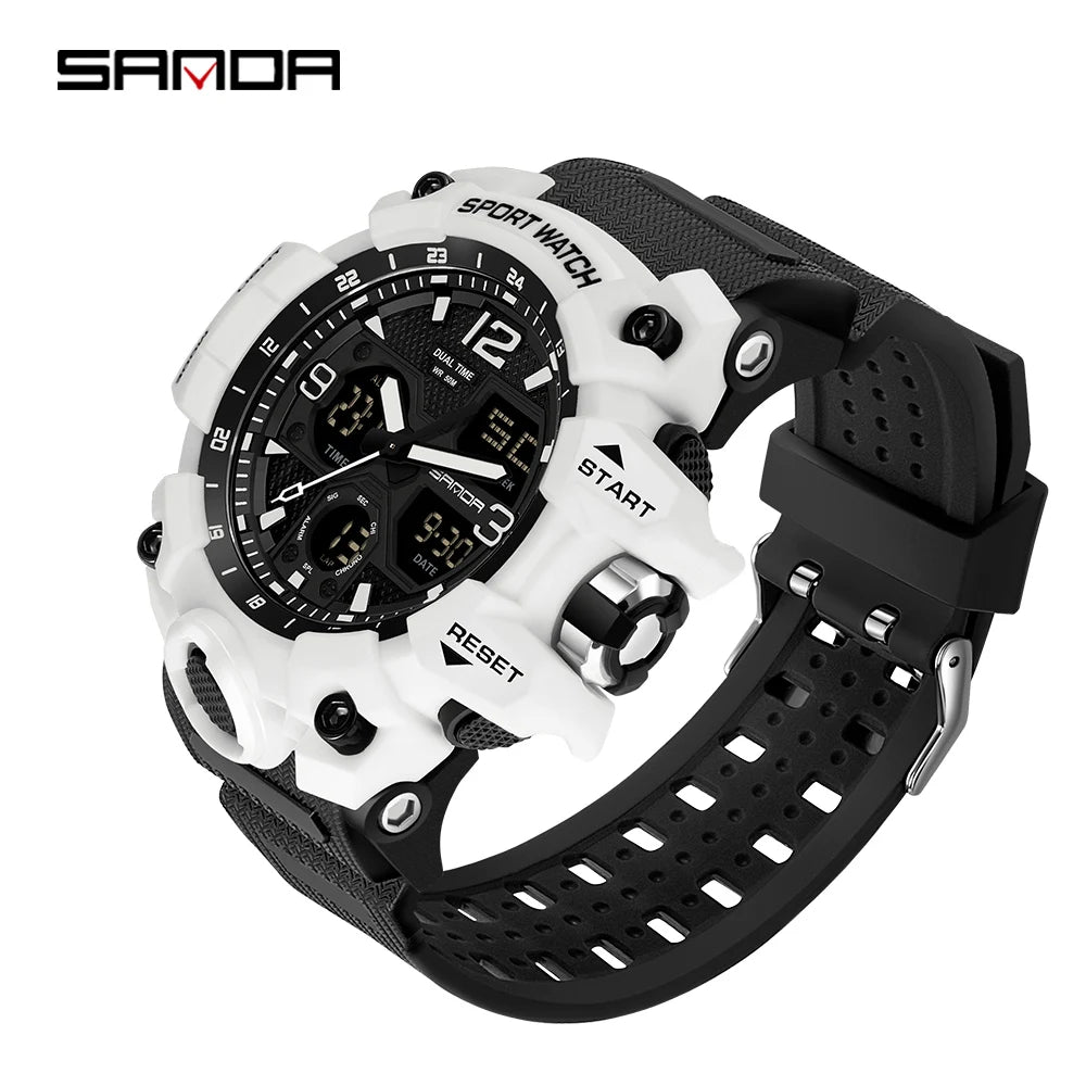 SANDA nouvelle mode Sport militaire montre-bracelet pour hommes numérique Quartz double affichage montres étanche montre décontractée pour hommes