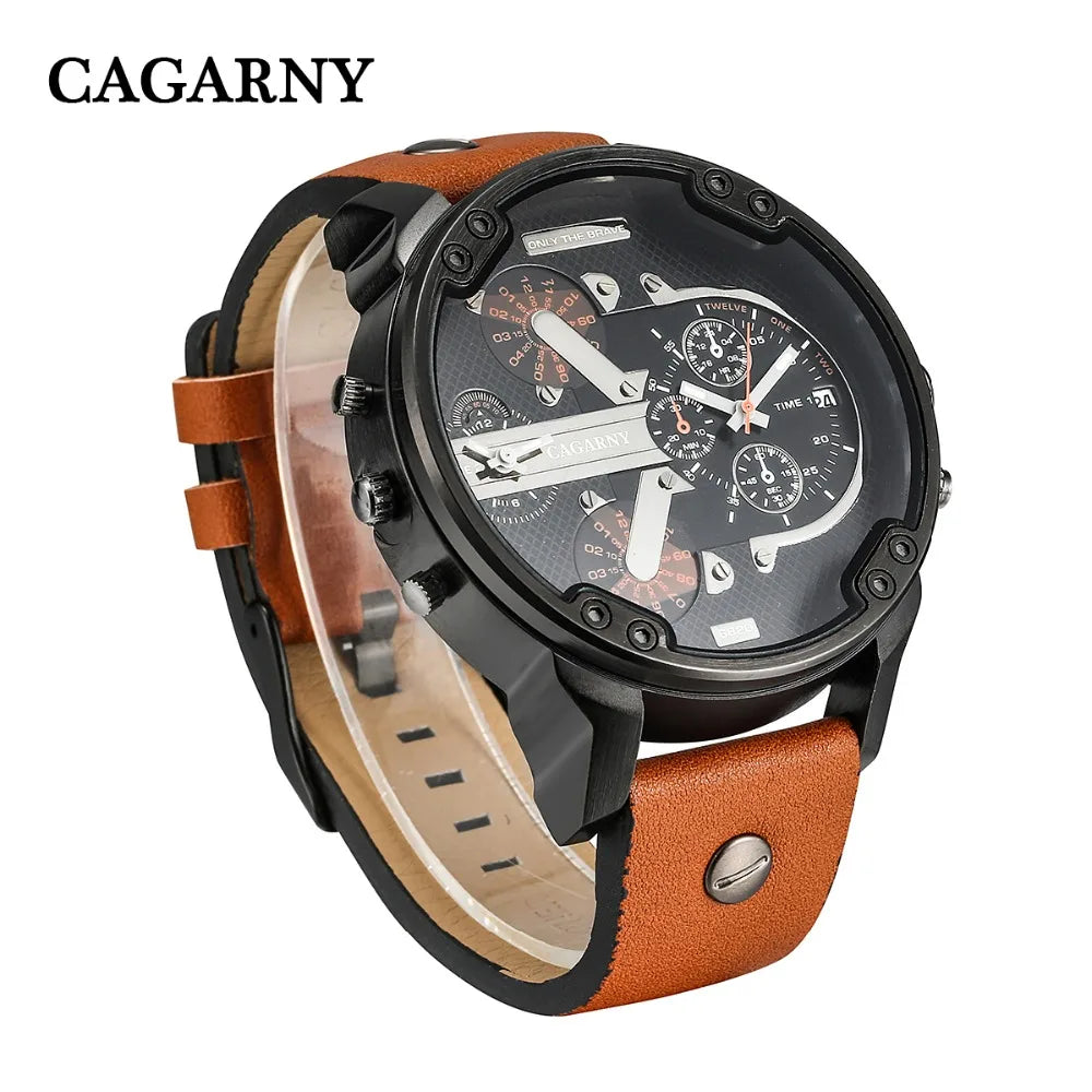 52MM grand boîtier montre à Quartz pour hommes chic hommes montres étanche double affichage de l'heure militaire relogio masculino mâle horloge