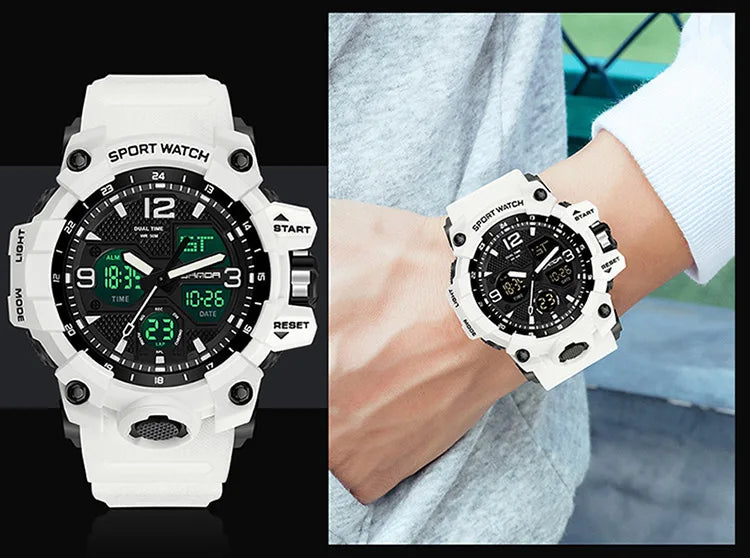 SANDA nouvelle mode Sport militaire montre-bracelet pour hommes numérique Quartz double affichage montres étanche montre décontractée pour hommes