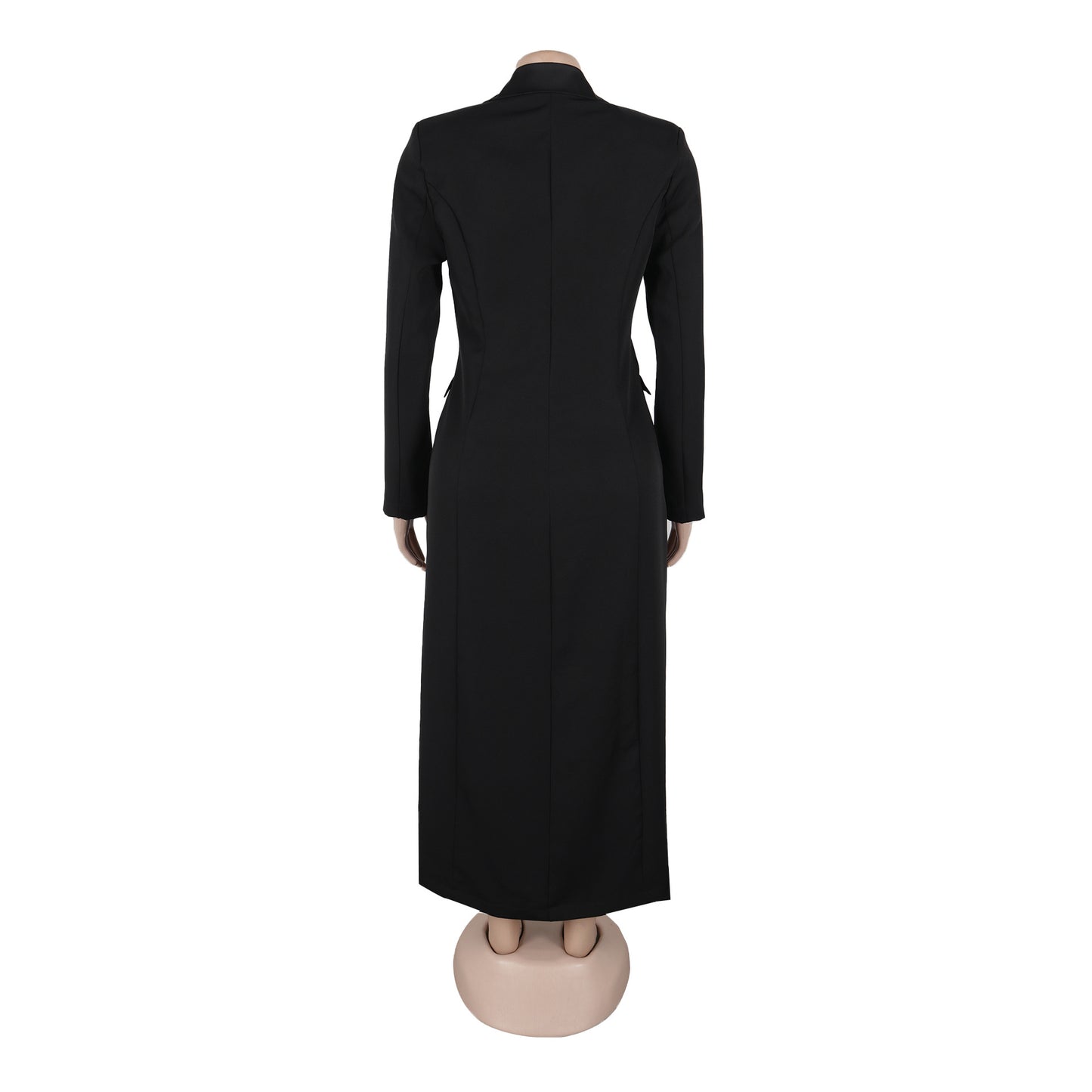 CM.YAYA-Robe longue crantée à manches longues pour femmes, robe de soirée élégante, robe de rue, double boutonnage, sexy, mode, avocat, travail, nuit, printemps