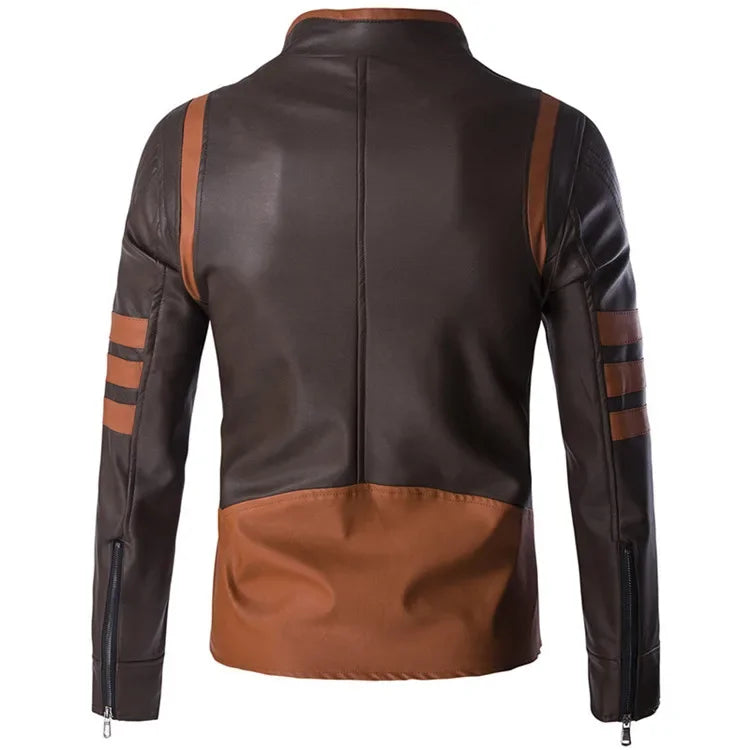 Blouson aviateur en cuir PU décontracté Wolverine pour hommes, manteau Lomatéritive, fermeture éclair, mince, grande taille, 5XL-M, automne, 2024
