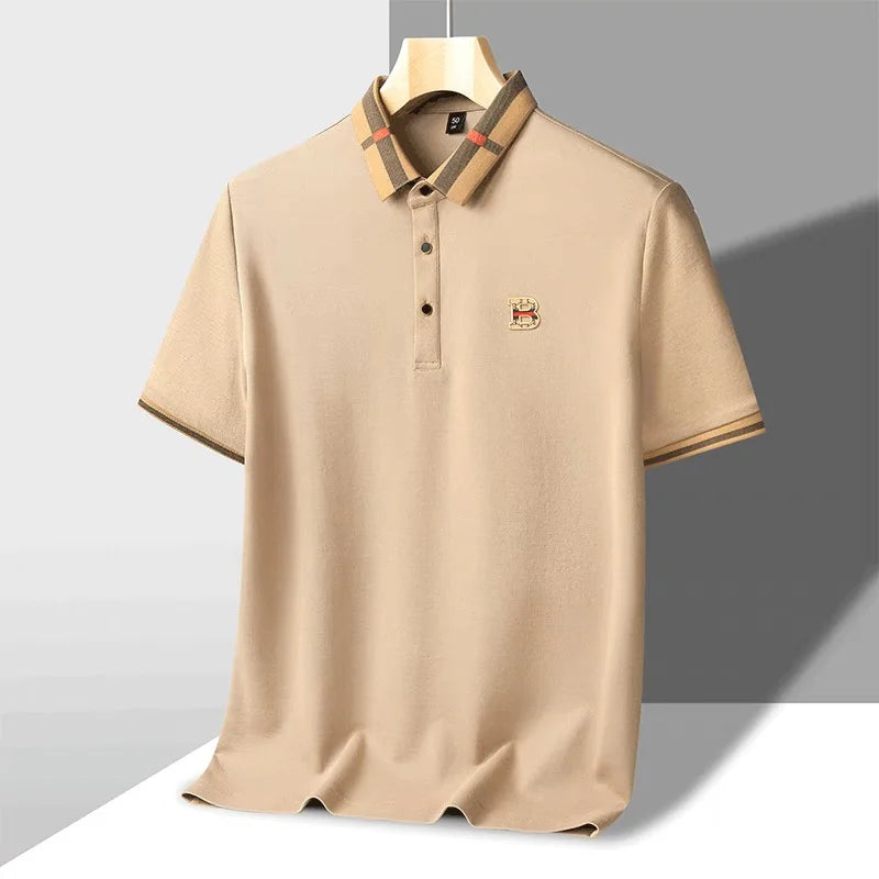 Marque de luxe logo polo à manches courtes hommes été nouveau haut de gamme en soie coton respirant Paul T-shirt mode décontracté vêtements pour hommes