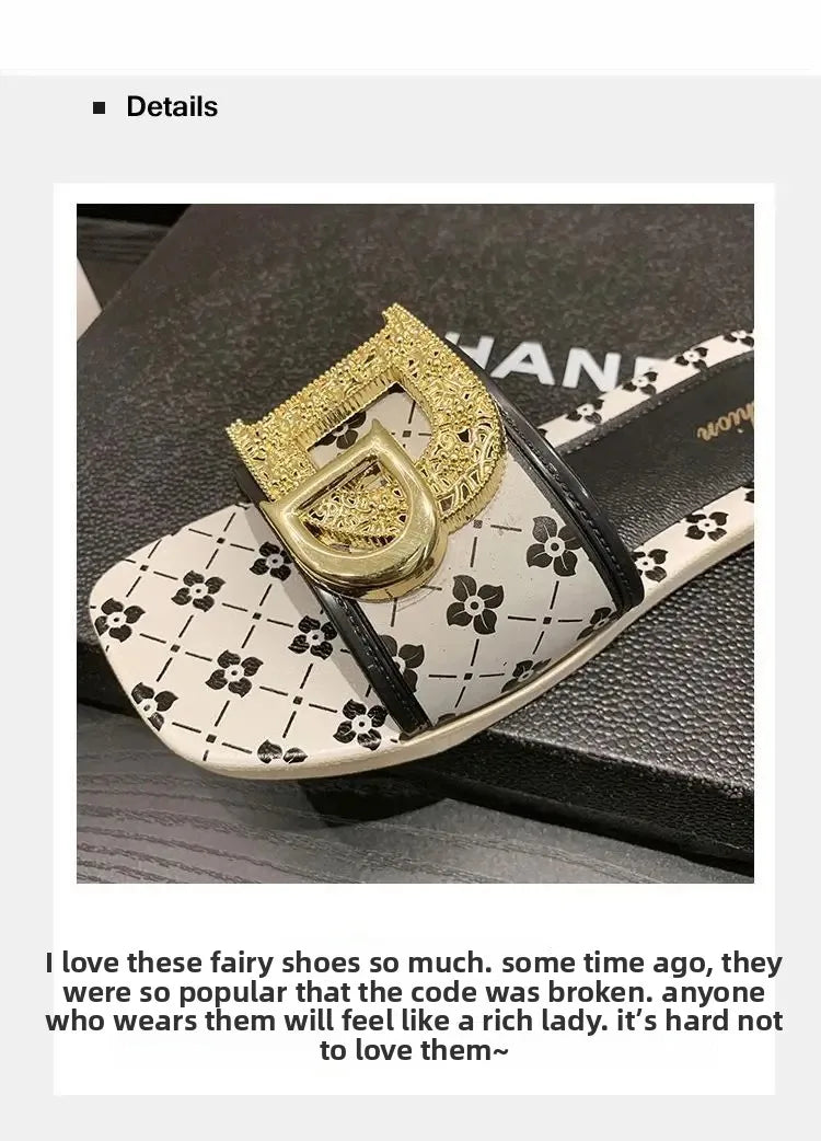 Pantoufles d'été à la mode pour femmes, pantoufles fond souple, antidérapantes, décorées en métal, Style de loisirs, matériau PVC