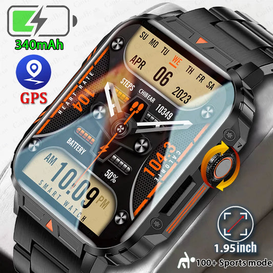 2024 nouveau 1.95 extérieur militaire homme montre intelligente hommes Bluetooth appel Smartwatch hommes pour Android IOS IP68 étanche Ftiness montres