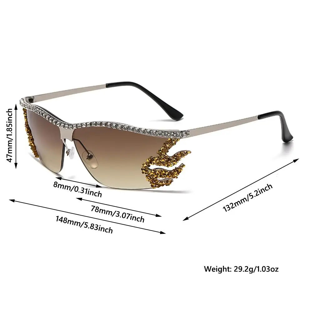 Y2K lunettes de soleil sans monture Punk irrégulière femme lunettes de soleil de luxe concepteur UV400 Protection diamant cristal nuances pour les femmes
