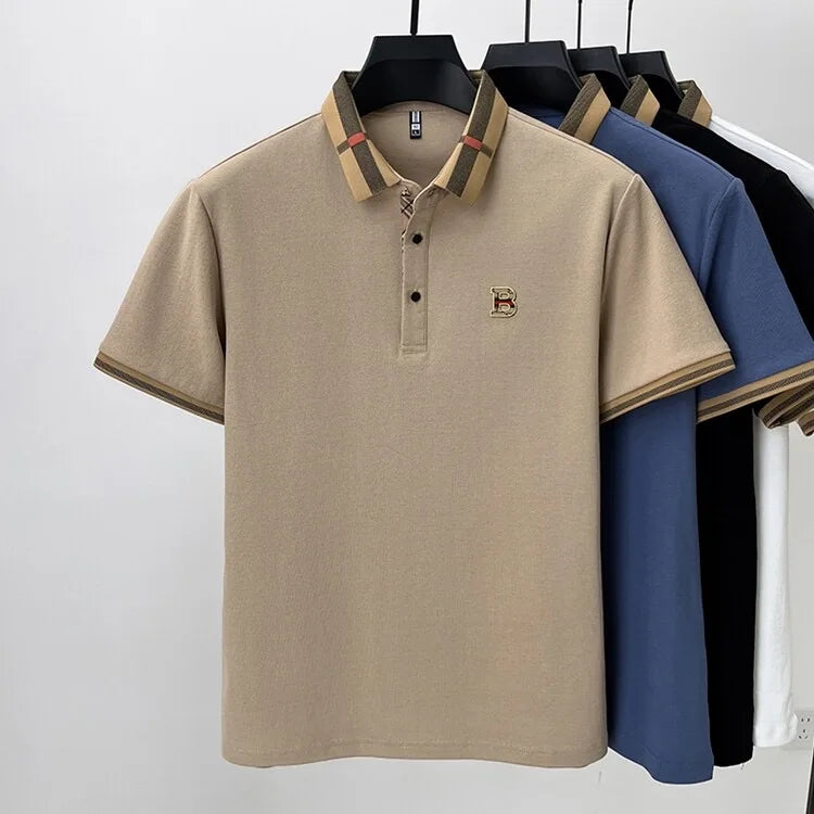 Marque de luxe logo polo à manches courtes hommes été nouveau haut de gamme en soie coton respirant Paul T-shirt mode décontracté vêtements pour hommes