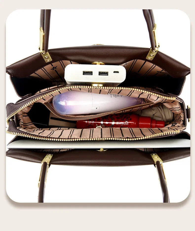 Sac fourre-tout rétro de grande capacité, sac à main imprimé couleur assortie Simple, cadeau pour maman, sac à bandoulière Simple, fermeture à glissière, autre matériau