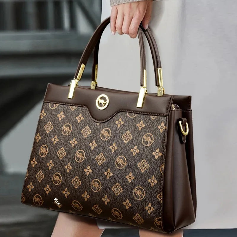 Sac fourre-tout rétro de grande capacité, sac à main imprimé couleur assortie Simple, cadeau pour maman, sac à bandoulière Simple, fermeture à glissière, autre matériau