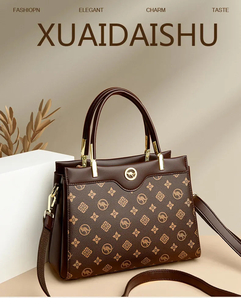 Sac fourre-tout rétro de grande capacité, sac à main imprimé couleur assortie Simple, cadeau pour maman, sac à bandoulière Simple, fermeture à glissière, autre matériau