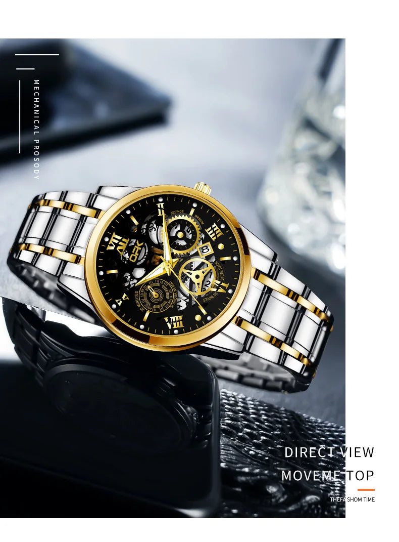 OPK8135-montre pour hommes, bracelet en acier avec lueur nocturne étanche