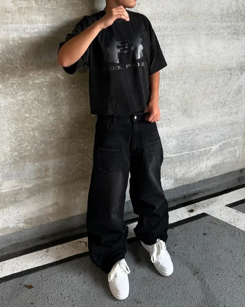 Y2K Baggy Jeans Harajuku vintage fleur de cerisier broderie haute qualité jeans streetwear Hip Hop gothique hommes femmes jeans à jambes larges
