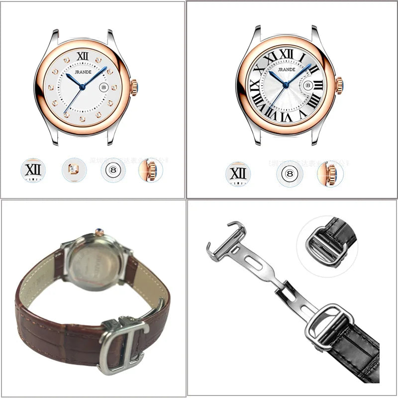 Montre femme élégante haut de gamme luxe Vintage montres pour femmes ronde dames horloge à main véritable CD ou boucle papillon