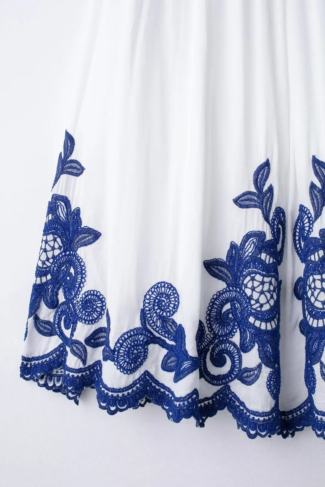 TRAFZA – ensemble 2 pièces pour femmes, chemise ample à simple boutonnage brodée bleue + jupe de rue plissée ample taille haute Chic