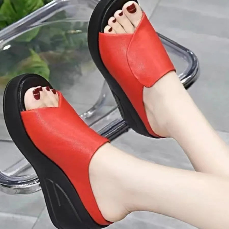 Pantoufles à Semelle Compensée pour Femme, Sandales d'Extérieur Ouvertes, Optique Orthopédique, Astronomique, Plage, Talons Hauts, Nouvelle Collection Été