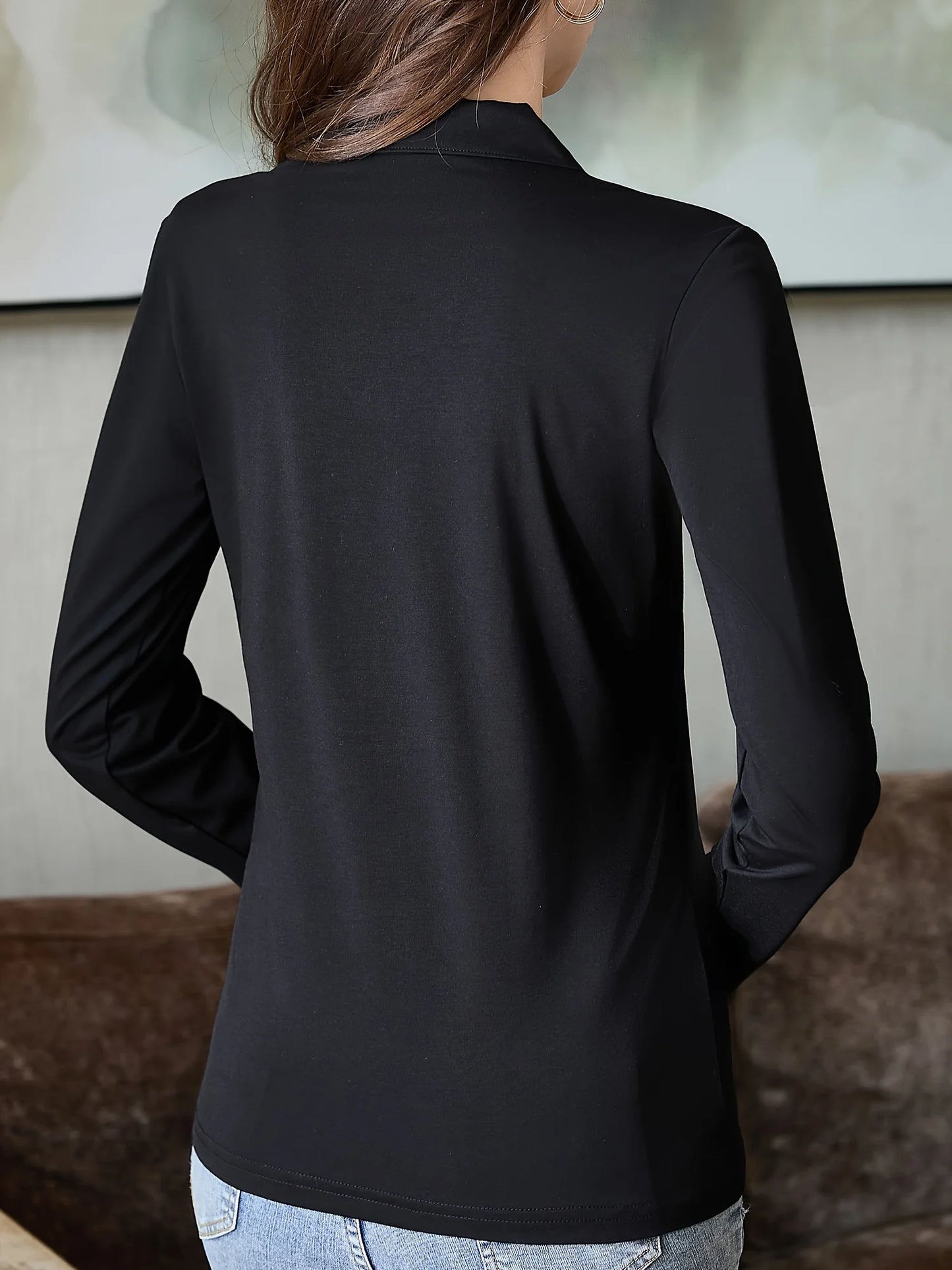 Chemise chic décontractée pour femme – Manches longues, détails de boutons, mélange de coton semi-transparent, lavable en machine – Parfaite pour le printemps et l'automne