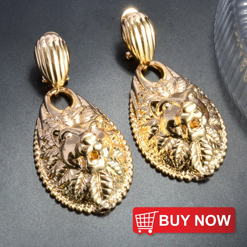 ZEADear – boucles d'oreilles ajourées couleur or 18 carats, en émail noir, gouttes d'huile, boucles d'oreilles, cadeaux de mariage du Nigeria et de l'afrique