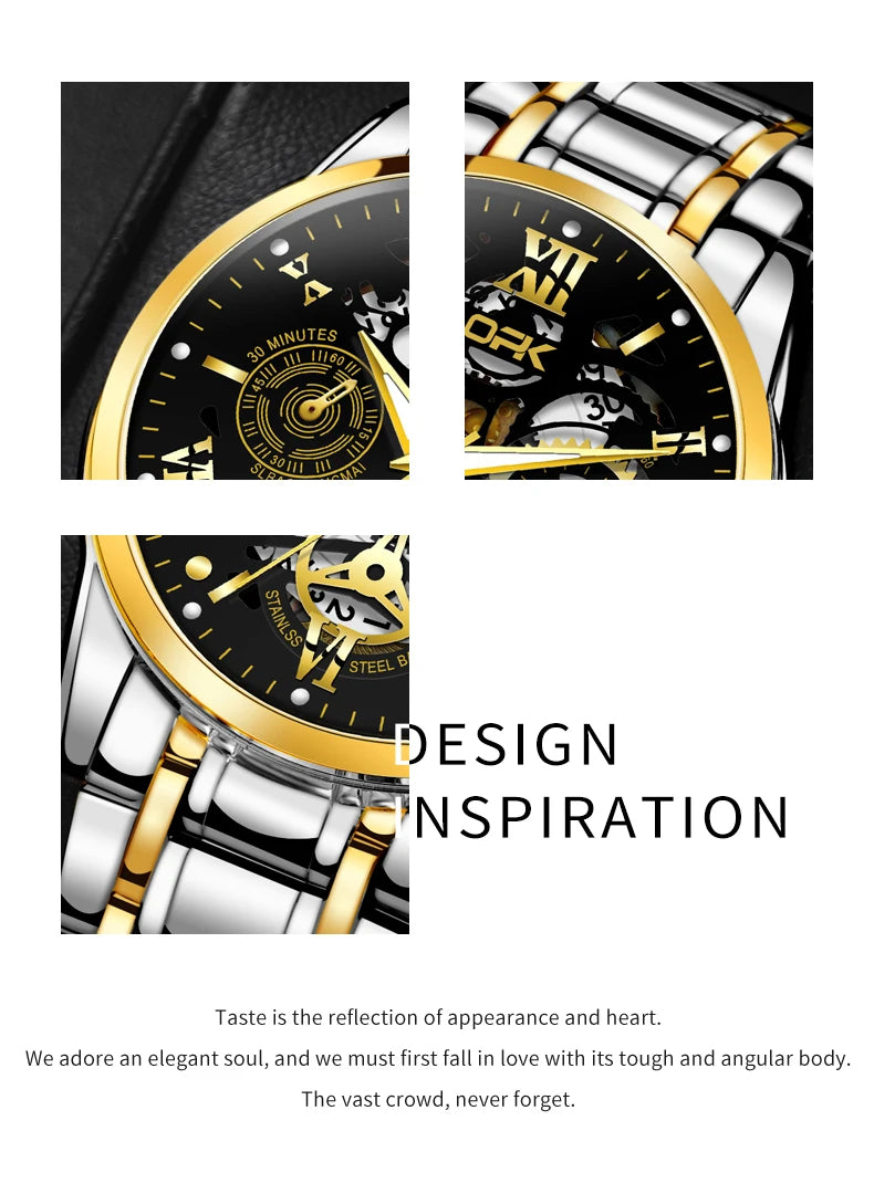 OPK8135-montre pour hommes, bracelet en acier avec lueur nocturne étanche