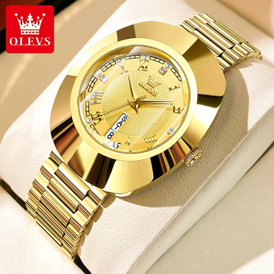 OLEVS Top marque de luxe montre pour femme élégante mode or acier inoxydable montres pour femmes calendrier étanche montre-bracelet à Quartz