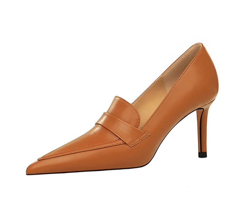 Escarpins à Talons Hauts Élégants pour Femme, Cuir Classique, Rétro, Jolie tu, Parker, Slip On, Marron, Noir, Bureau, ix, Chaussures Simples