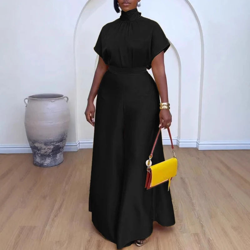 Haut à lacets en satin doux et pantalon à jambes larges pour femmes, ensemble assressenti, tenue, mode africaine, nouveau, 2 pièces, 2024