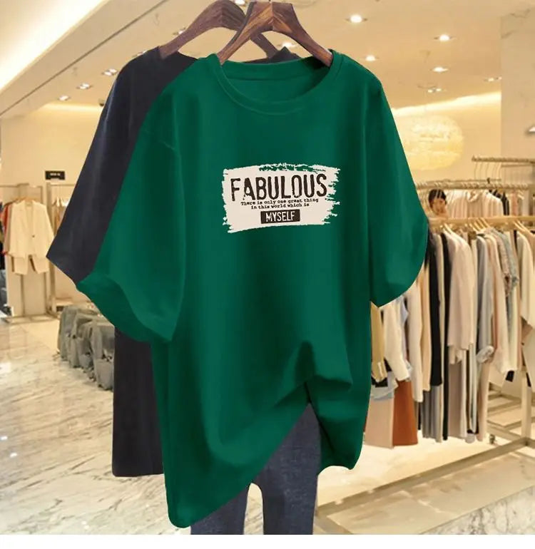 T-shirt à manches courtes et col rond pour femmes, t-shirts basiques en pur coton, t-shirt décontracté, pulls College de lettres, mode élégante d'été, 45-105 noix