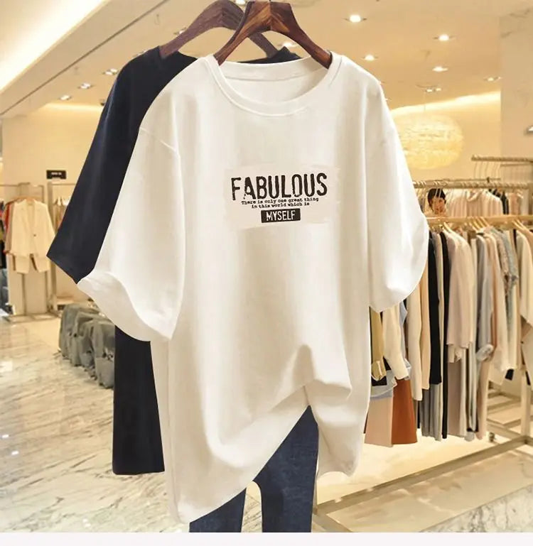 T-shirt à manches courtes et col rond pour femmes, t-shirts basiques en pur coton, t-shirt décontracté, pulls College de lettres, mode élégante d'été, 45-105 noix