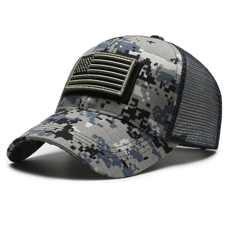Casquette de Baseball Camouflage drapeau américain pour hommes, tactique respirante en plein air, chapeau à visière d'alpinisme réglable et élégant