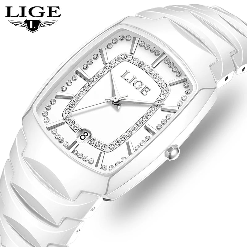 LIGE 2025 TOP montre pour femme élégante étanche mode dames horloge créative bracelet en céramique montre pour femmes cadeau Relogio Feminino