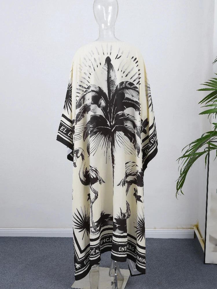 Robes longues plissées imprimées amples pour femmes, élégantes, col rond, manches longues, Robes de vacances, été, mode dubaï, 2025