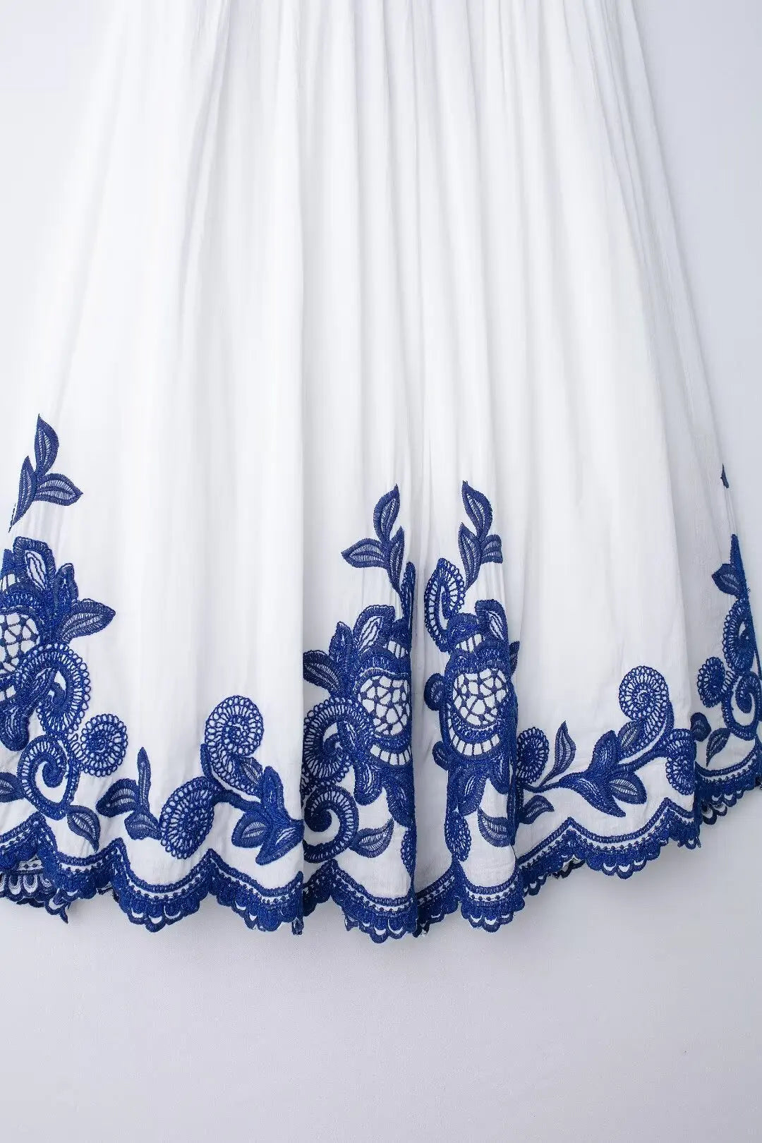 TRAFZA – ensemble 2 pièces pour femmes, chemise ample à simple boutonnage brodée bleue + jupe de rue plissée ample taille haute Chic