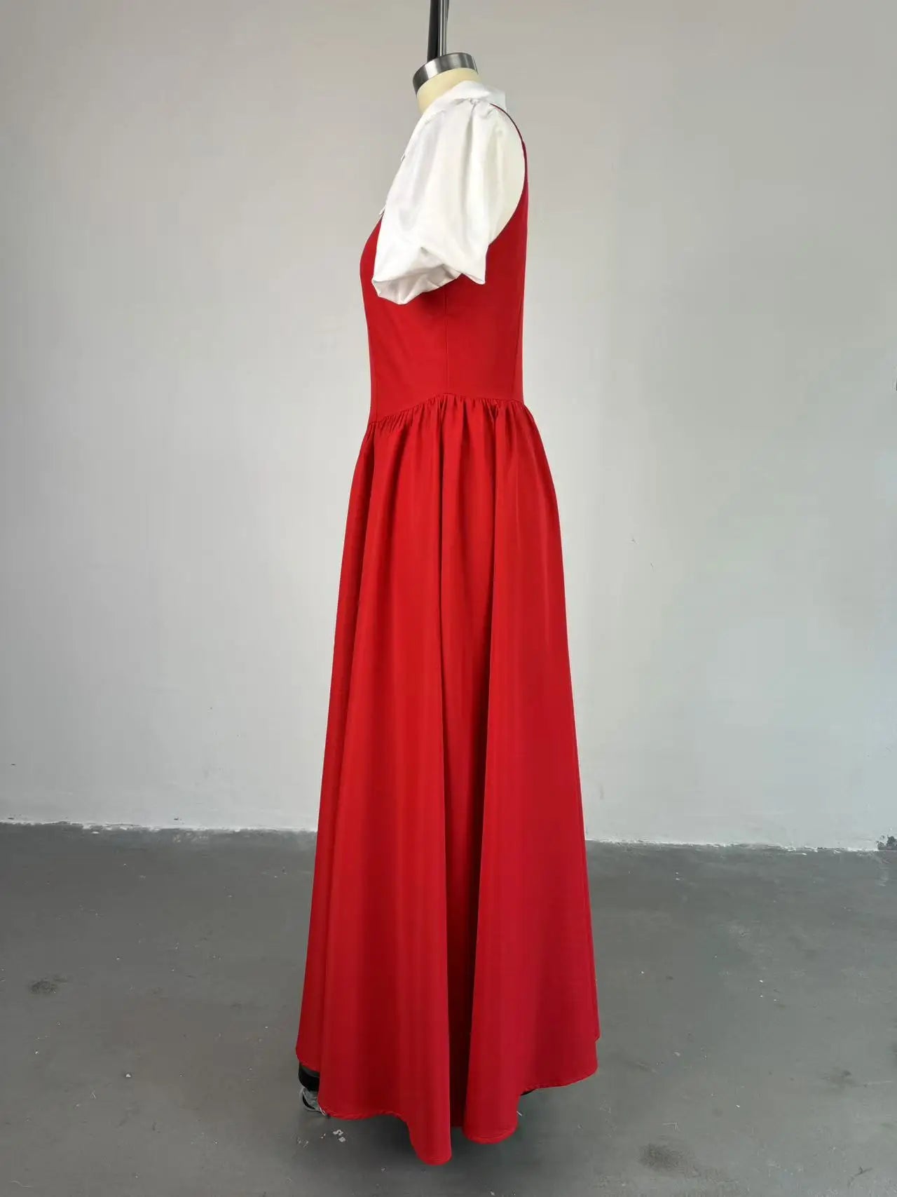 CM.YAYA – robe chemise longue à manches courtes bouffantes pour femmes, douce, Slim, taille haute, froncée, plissée, plage, Streetwear, Maxi, grande balançoire