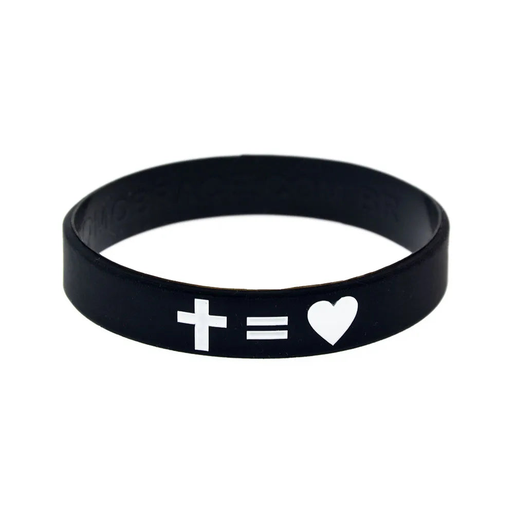 1 PC jésus croix juste et amour Bracelet en Silicone Style de mode femmes hommes Bracelet en caoutchouc bracelets chrétiens